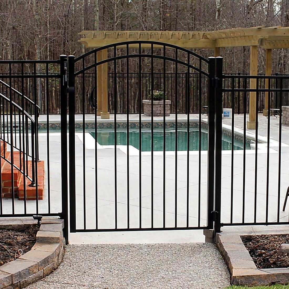 Black aluminum fence gate